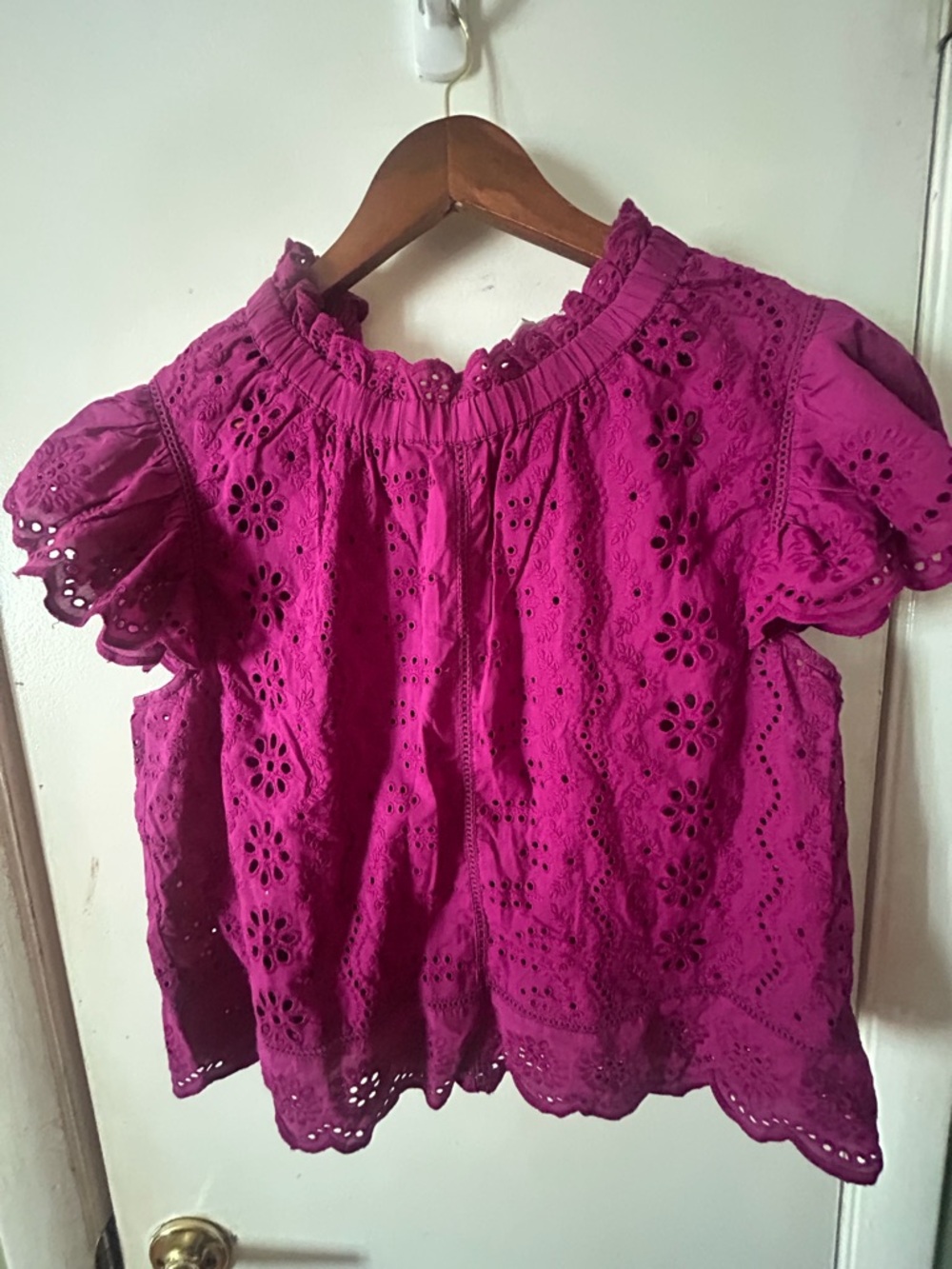 Jennifer & Grace Floral Eyelet Lace Ruffle Blouse